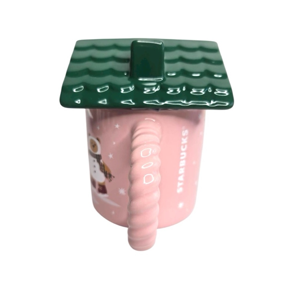 NWT STARBUCKS LIMITED EDITION 2025 PINK TEDDY BEAR CHRISTMAS HOUSE MUG - Picture 4 of 5